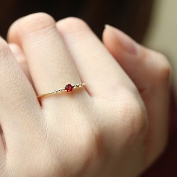 New 18k Yellow Gold Plated Ruby Ring - Picture 3 of 4